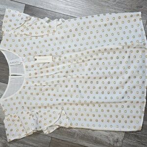 Anthropologie | Amadi Aria Shimmer polka-dot Blouse with Flutter Sleeve *NWT
